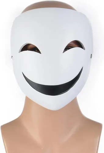 Miniatura 4 de Tkieio Máscara de cosplay de cara sonriente, accesorio de resina blanca para Halloween