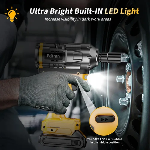 Miniatura 3 de Llave de impacto inalámbrica 1/2 para batería Dewalt de 20 V, destornillador de impacto sin escobillas de 1500 Nm/1106 pies-libras, herramienta