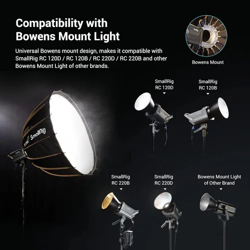 Miniatura 5 de SMALLRIG Caja de luz parabólica de liberación rápida, caja de luz parabólica, compatible con SmallRig RC 120D/RC 120B/RC 220D/RC220B y otras luces