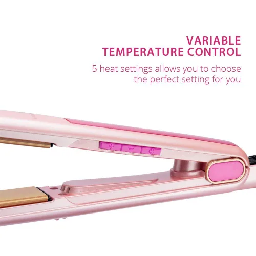 Miniatura 2 de Lee Stafford Plancha profesional para el cabello, plancha plana de cerámica Coco LoCo, control de temperatura variable, placas flotantes, color rosa
