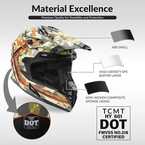 Miniatura 4 de TCMT Casco MX de Cara Completa para Motocicleta Dirt Bike Off-Road Motocross ATV Bicicleta de Montaña para Hombres y Mujeres Aprobado por DOT