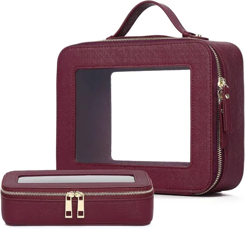 Miniatura 23 de Pinkmik Pequeña bolsa de maquillaje transparente, mini estuche para cosméticos, bolsa de aseo impermeable con cremallera, organizador de bolsos