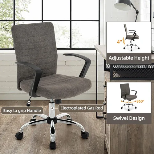 Miniatura 6 de 422 High Back Ribbed Office Chair Ergonomically Designed with Armrest Executive Swivel Computer Chairs with Wheels for Conference Study Leisure
