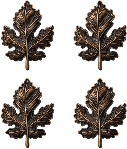 Miniatura 8 de 4 manijas creativas de hoja de arce, pomos de gabinete de aleación de zinc, pomos de metal para cajones, pomos decorativos para muebles, cajones