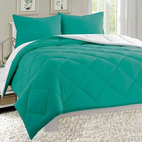 Miniatura 7 de Juego de edredón para todas las estaciones Elegant Comfort, reversible, alternativo al plumón, ligero, de 3 piezas, Microfibra, Naranja/ chocolate