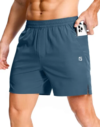 Miniatura 79 de GGJ Pantalones cortos deportivos ligeros para hombre con 2 bolsillos con cremallera de 7/5/9 pulgadas, pantalones cortos de tenis de secado rápido