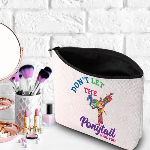 Miniatura 5 de WZMPA Bolsa de maquillaje cosmética Karate Girl para amantes del karate, regalo Dont Let The Tail You Fool You Martial Arts con cremallera