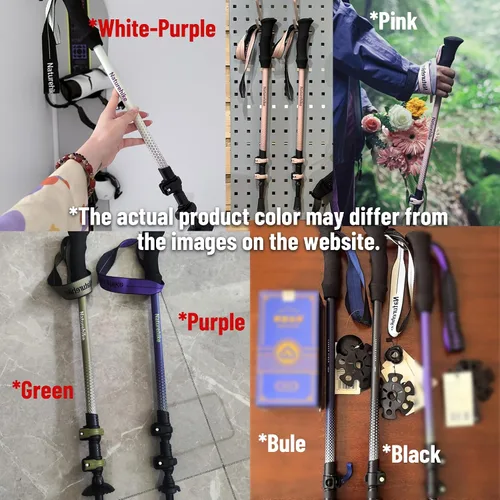 Miniatura 7 de Naturehike - Bastón de trekking de fibra de carbono 3K plegable y telescópico de 3 secciones ultraligero para mujeres y hombres, bastón