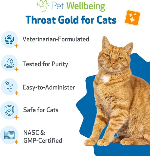 Miniatura 6 de Pet Wellbeing Garganta dorada para gatos – Apoyo respiratorio para gatos, tos ocasional y ronquera con gordolobo y olmo resbaladizo – Certificado