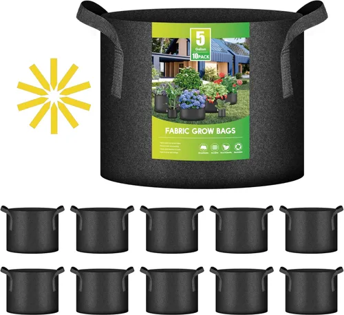 Miniatura 12 de iPower Paquete de 10 bolsas de cultivo de 3 galones, macetas de tela no tejida, contenedor de aireación con asas de correa para jardín y plantación
