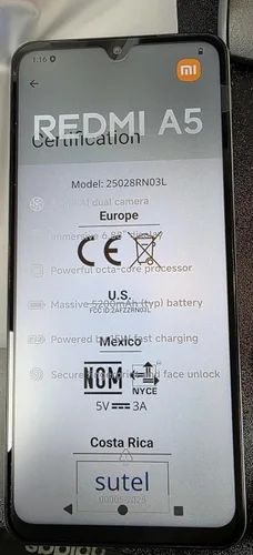 XIAOMI Redmi A5 4G LTE (para Tmobile Tello & Global) (64GB + 3GB) 32MP Ai Dual Camera 6.88" Modelo 25028RN03L Dual Sim (azul océano)
