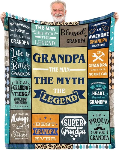Miniatura 11 de Givetoyou Regalos de Abuelo en español, Regalo para Abuelo, El Mejor Abuelo Del Mundo, Regalos de Abuelo de Nietos, Manta de Abuelo de 60 x 50 Manta