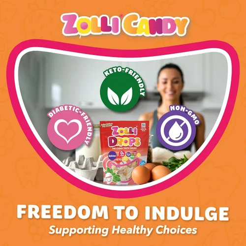 Miniatura 5 de Zolli Drops - Caramelos sin azúcar con xilitol, paletas sin colorantes, aptos para dieta cetogénica y diabética, golosinas aprobadas por dentistas