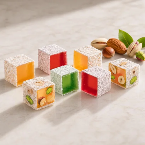 Miniatura 9 de Hazer Baba Delicia Turca de Dulces Lokum, Nueces Mixtas con Sabores de Rosa, Limón y Menta, Caja de Snacks Gourmet, Tradicional, Vegana, Lokum