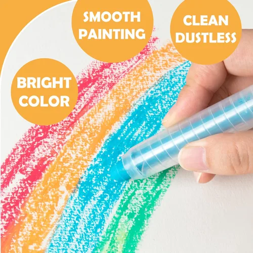 Miniatura 6 de Tiza sin polvo para niños, no tóxica, 12 colores, tiza de banqueta con soporte para niños, tizas lavables para niños pequeños para dibujar