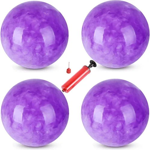 Miniatura 10 de 4 pelotas hinchables marmoleadas y 1 bomba de 9 pulgadas, bolas sensoriales inflables de playa, pelotas hinchables para el patio de recreo escolar