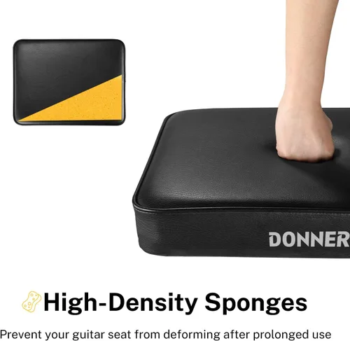 Miniatura 3 de Donner Banco de piano, banco ajustable para teclado, taburete portátil, silla plegable, asiento plegable, estilo X, 2.4 pulgadas de grosor acolchado