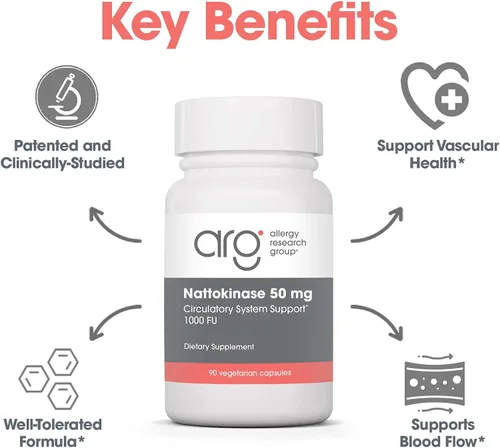 Miniatura 4 de Allergy Research Group Nattokinase NSK-SD 50 mg - Apoya la circulación saludable - de soja fermentada - 90 cápsulas
