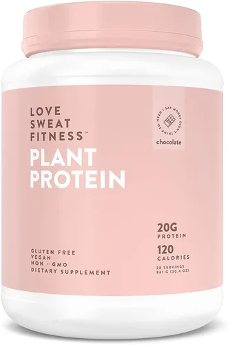 Love Sweat Fitness Proteína en polvo orgánica a base de plantas, chocolate, 28 porciones, 0.71 onzas de proteína, vegano, sin gluten, sin OMG