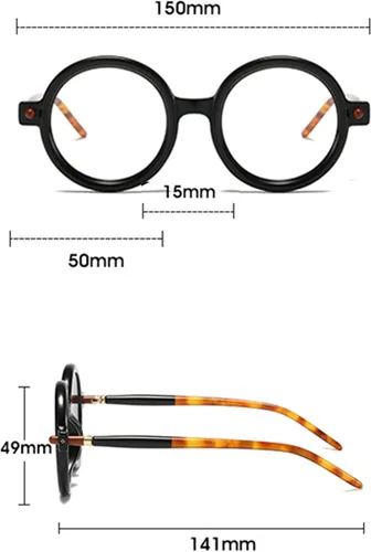 Miniatura 4 de Gafas de lectura redondas retro para mujer, bloqueo de luz azul, marcos de anteojos de gran tamaño, lente grande