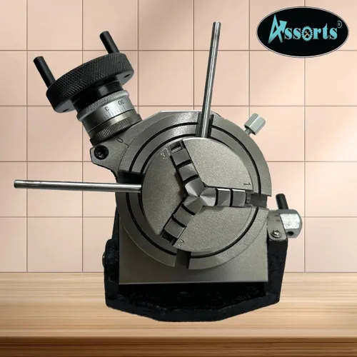 Miniatura 9 de Mesa giratoria de precisión de 4 "/ 100 mm de inclinación para fresado con portabrocas pequeñas, placa trasera y tuercas en T de fijación, máquinas