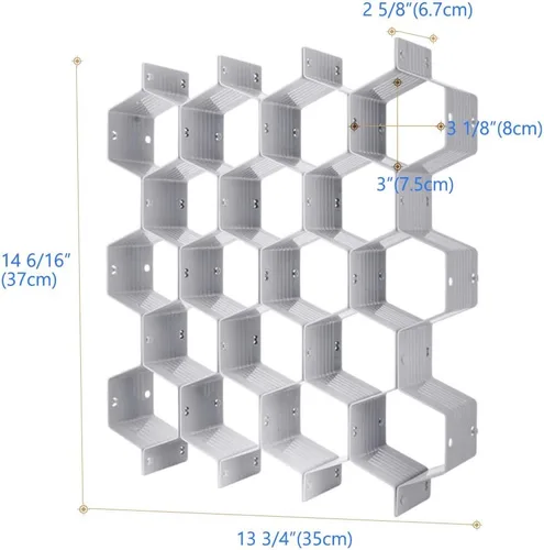 Miniatura 5 de Poeland Organizador de Divisor para Cajones DIY de Plástico en Nido de Abejas Gris, Juego de 2 Gris (2 unidades)