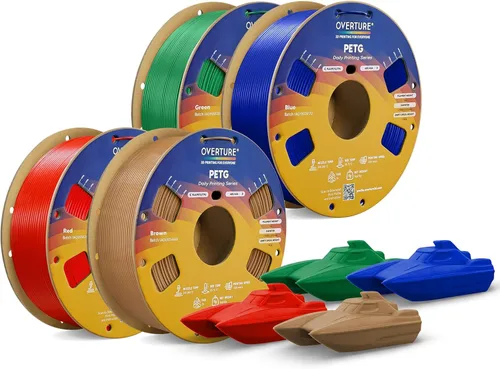 Miniatura 40 de OVERTURE - Filamento PETG de 1/16 de pulgada (1.75 mm) para impresora 3D y FDM, bien enrollado, duradero, carrete de 4.4 libras, dureza firme