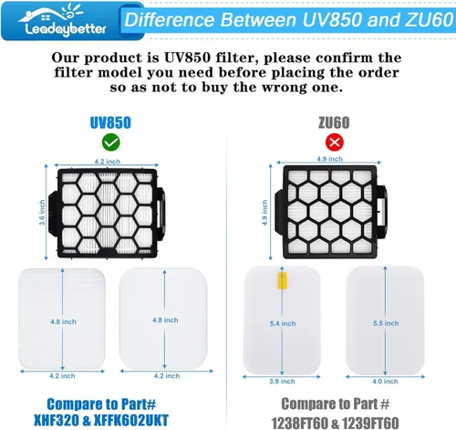 Miniatura 4 de Leadaybetter UV900 Filtros de Reemplazo para Aspiradora Shark Performance Lift-Away UV850 UV950 DuoClean Vertical, Comparar con la Parte # XHF320 &