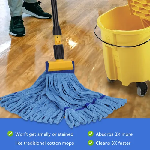 Miniatura 2 de Cabezales de trapeador de microfibra de repuesto para cabezal de fregona comercial de servicio pesado para limpieza de suelos: 3 paquetes