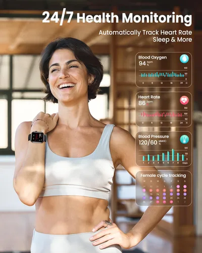 Miniatura 4 de Reloj inteligente para mujeres y hombres Fitness: 1.85 "Reloj inteligente con 30 días+duración de la batería hace/recibe llamada, frecuencia