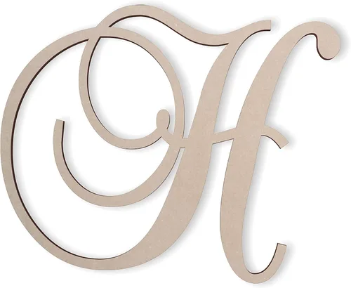 Miniatura 29 de Jess and Jessica Letra de madera A, 4 pulgadas de largo x 1/4 de pulgada de grosor, letras grandes de madera para decoración de pared, letras