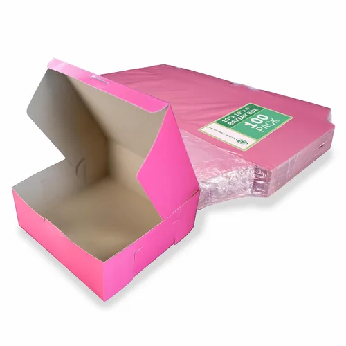 Miniatura 9 de Southern Champion Tray 23053K Caja de panadería de ventana de esquina con cerradura de cartón Kraft, 10 pulgadas de largo x 10 pulgadas de ancho x 5