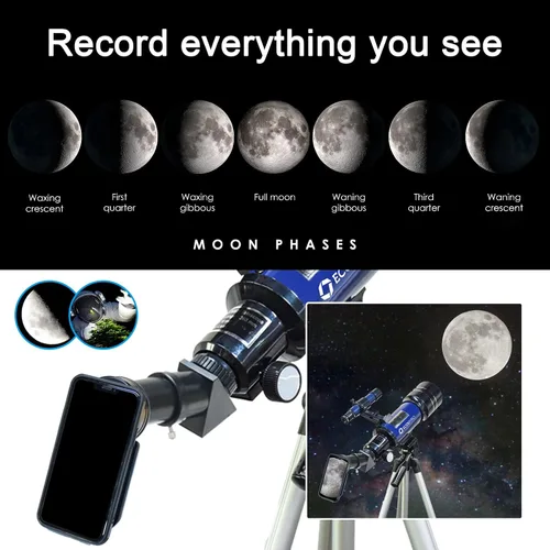 Miniatura 3 de Telescopio para niños y adultos, 2.756 in de apertura 14.173 in (15X-150X) telescopio para principiantes de astronomía, telescopios de viaje