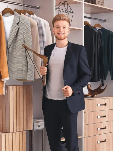 Miniatura 5 de SMARTOR Perchas de madera para hombres paquete de 8 perchas de madera con hombro ancho con barra antideslizante para pantalones, colgador ancho