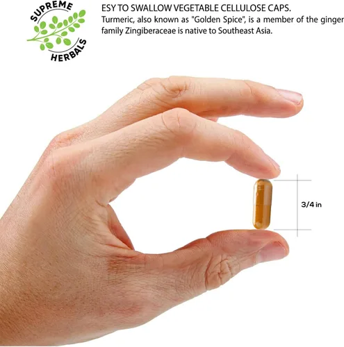 Miniatura 4 de SUPREME HERBALS, Cápsulas de curcumina de cúrcuma 100% cruda y orgánica. Certificado orgánico, sin gluten, sin OMG y sin cafeína. Mejorado con ajo