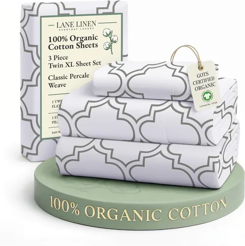 Miniatura 131 de LANE LINEN Sábanas 100% algodón orgánico para cama tamaño King, sábanas de percal suave, transpirables, de lujo, estilo hotelero, lavables a 09