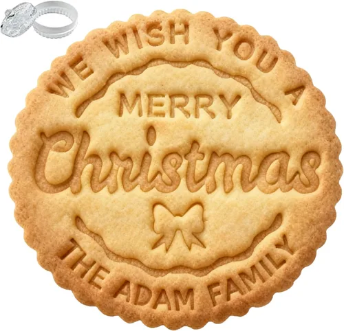 Sello de galletas de Navidad personalizado con apellido, sellos de cortador de galletas personalizados para hornear, fondant, en relieve, cupcakes,