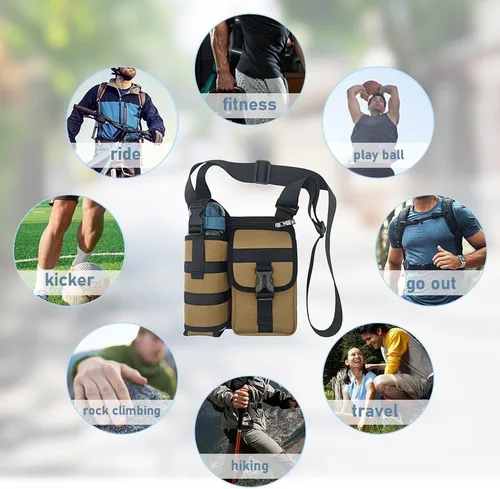 Miniatura 7 de Bolsas de hombro con soporte para botella de agua, bolsa cruzada para botella de agua, bolsa cruzada para deportes al aire libre, Azul, Bolsa