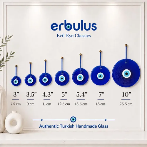 Miniatura 3 de Adorno colgante de pared de cristal azul de ojo turco de 3 pulgadas, decoración contra el mal de ojo, amuleto turco hecho a mano, amuleto