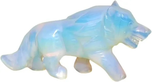 Miniatura 7 de Figura de cristal de calavera de lobo, obsidiana natural, escultura de piedra tallada, estatua de animal en cuarzo negro