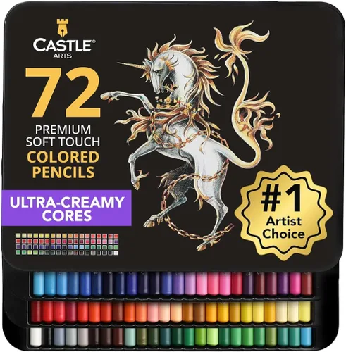 72 lápices de colores para libros de colorear para adultos; serie mejorada prémium de la serie "suave", plomo con colores brillantes de Castle Art