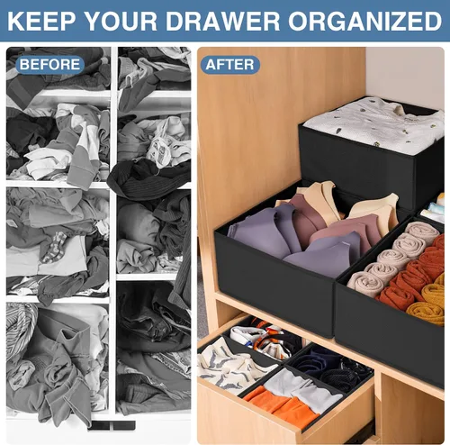 Miniatura 2 de Criusia Organizador de Cajones para Ropa Paquete de 12 - Organizadores de Closet Inodoros y Almacenamiento para Calcetines Ropa Interior Sostén