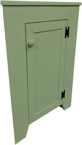 Miniatura 14 de Armario de esquina de madera maciza con puerta (salvia vieja)