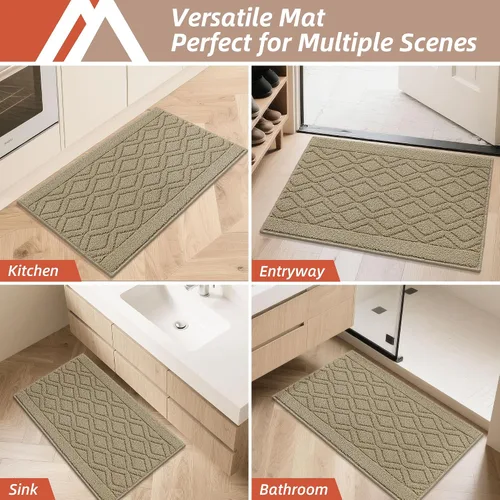 Miniatura 7 de COSY HOMEER Tapete de cocina antideslizantes, absorbentes para el piso, alfombra de cocina lavable, tapete de pie para fregadero, alfombra de Beige