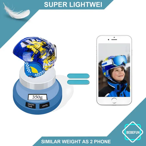 Miniatura 6 de Casco de esquí para niños pequeños y niños, casco de snowboard con gafas para actividades de nieve, ultraligero, comodidad y calidez