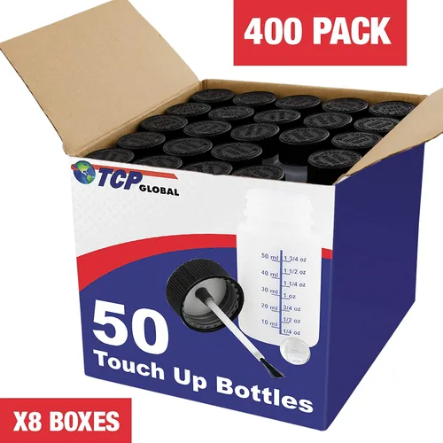 Miniatura 4 de TCP Global Botellas de retoque de pintura de 2 onzas con tapas de seguridad (caja de 400), bola mezcladora y cepillo aplicador, capacidad de líquido