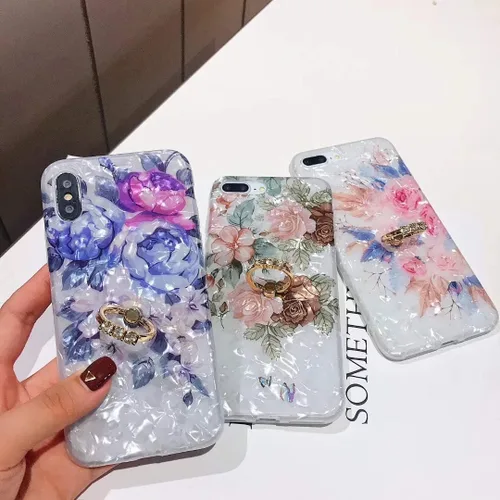 Miniatura 6 de Qokey Funda compatible con iPhone 11 de 6.1 pulgadas, diseño floral transparente para mujer con soporte de anillo giratorio de 360 grados, funda