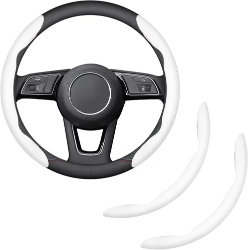 Miniatura 8 de Funda para volante de 2 piezas, protector de volante segmentado de fibra de carbono, universal y antideslizante, funda protectora de cuero duradera