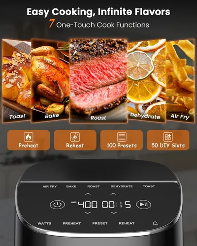 Miniatura 2 de Nuwave Brio Plus - Freidora de aire de 8 cuartos de galón, nueva y mejorada, sin PFAS, 7 funciones digitales de cocción de un solo toque que freír