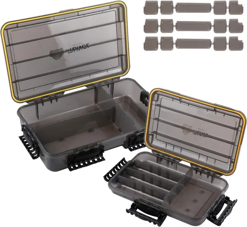 Miniatura 11 de RUNCL Caja de aparejos de pesca, impermeable, hermética, caja de aparejos de bandeja 3600/3700 con separadores ajustables, protección solar, marco 2